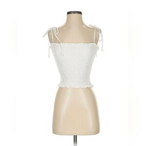 Reformation linen white Smocked top